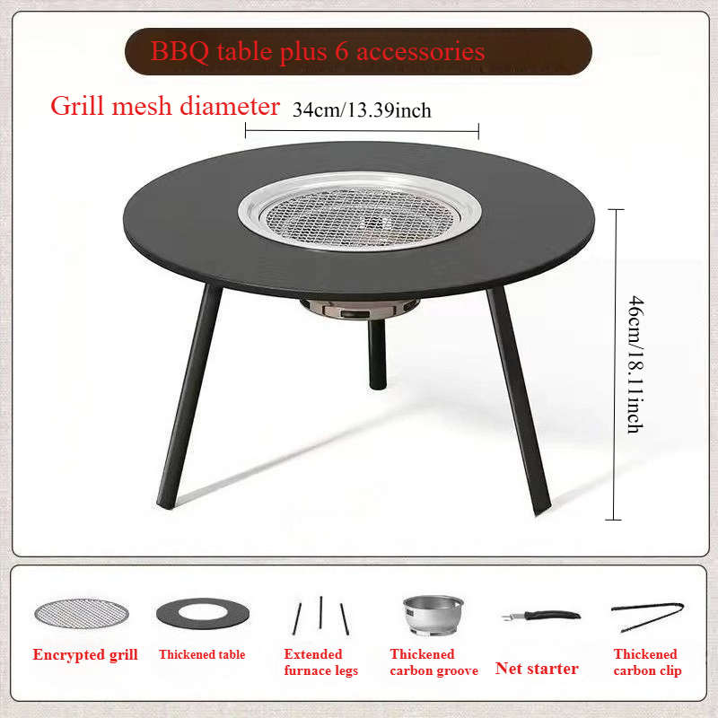 Barbecue Grill Color Black Bbq Table  6 Accessories