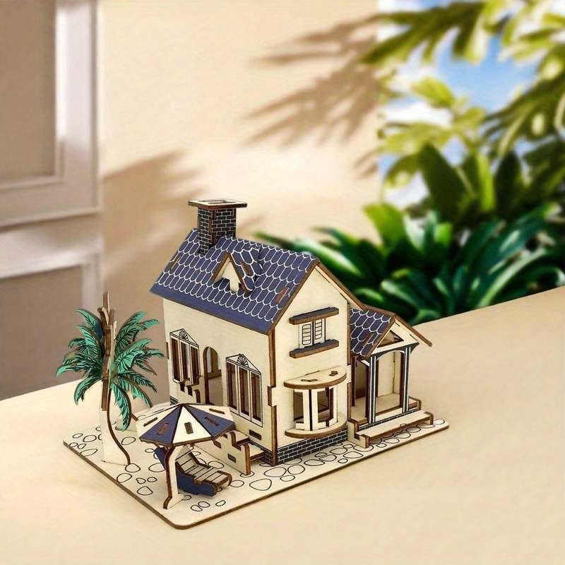3D Building Model Puzzle Set Style Ocean View Cottage