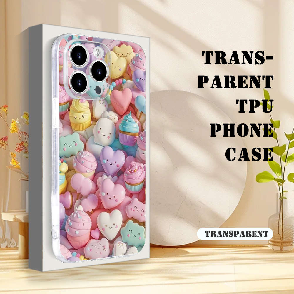 1Pc Transparent For iPhone 7 Plus Heart Shaped Pattern Phone Case
