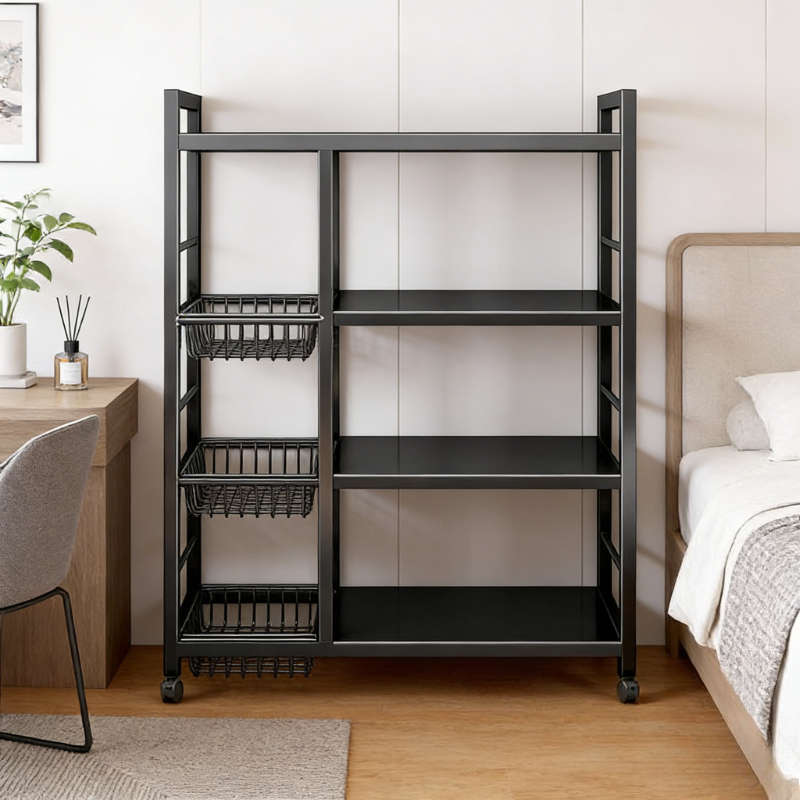 Bathroom Storage Rack Color Black Four Layers Three Nets Modelwrtmwreh1