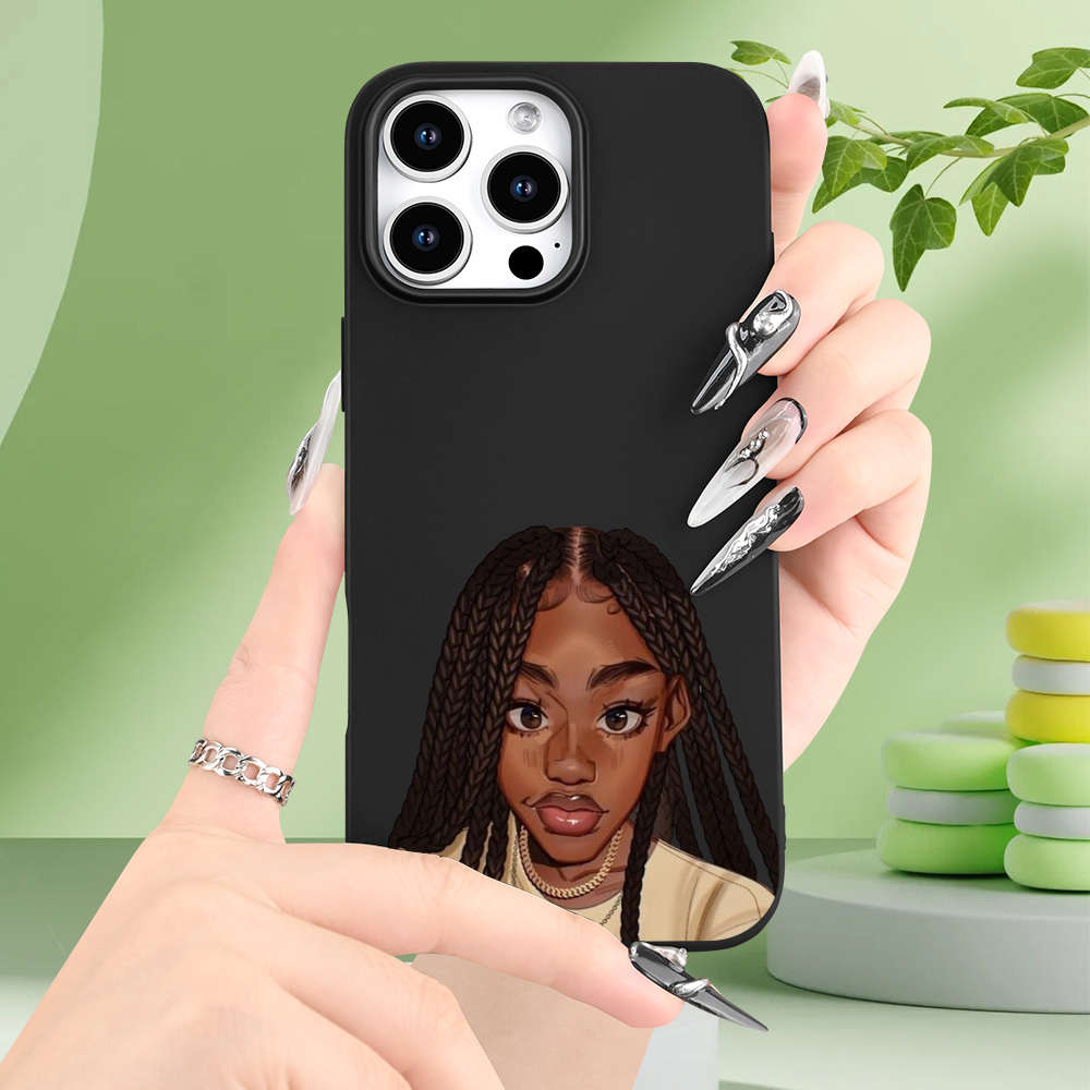 1Pc Black For iPhone 7 African Girl Pattern Phone Case