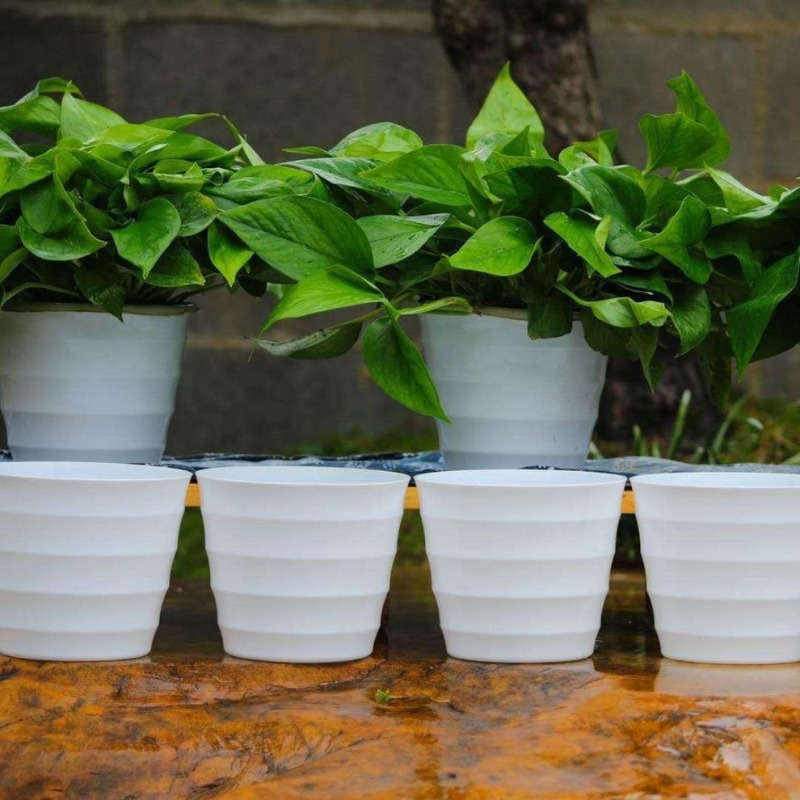 Flowerpot Color 6 Pieces Of White Corrugated Flower Pots