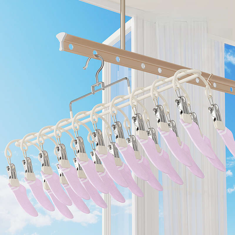 Clothes Rack Cream White 20 Clips 2Pcsset