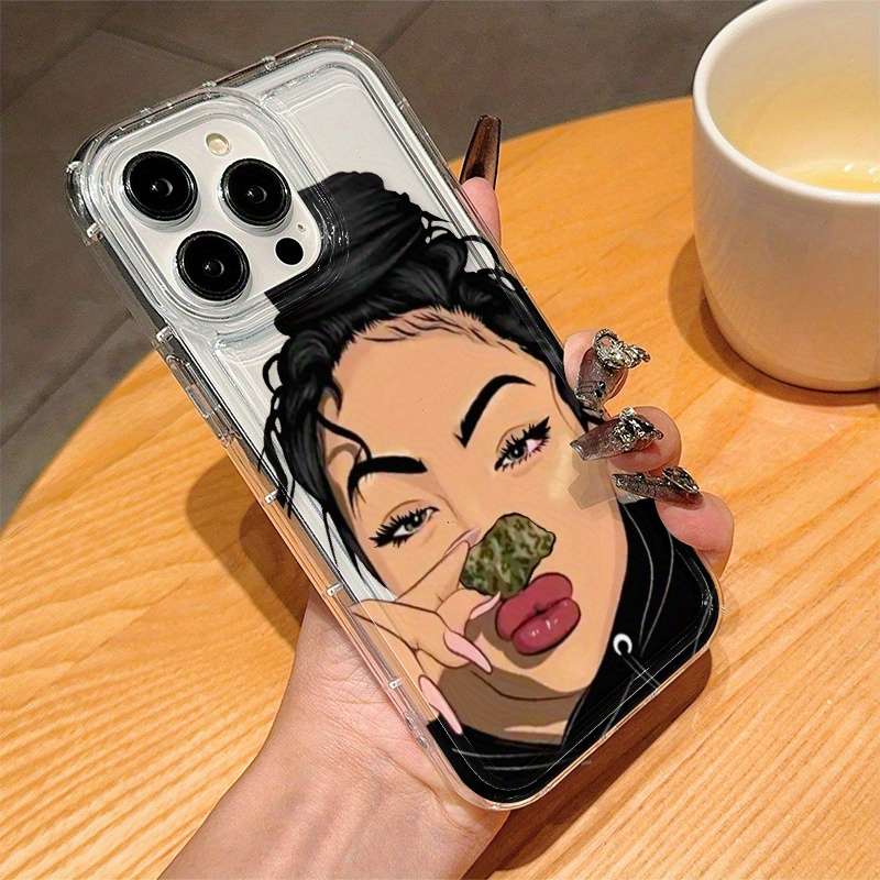 1Pc Transparent For iPhone 12 Pro Max Girls Pattern Phone Case