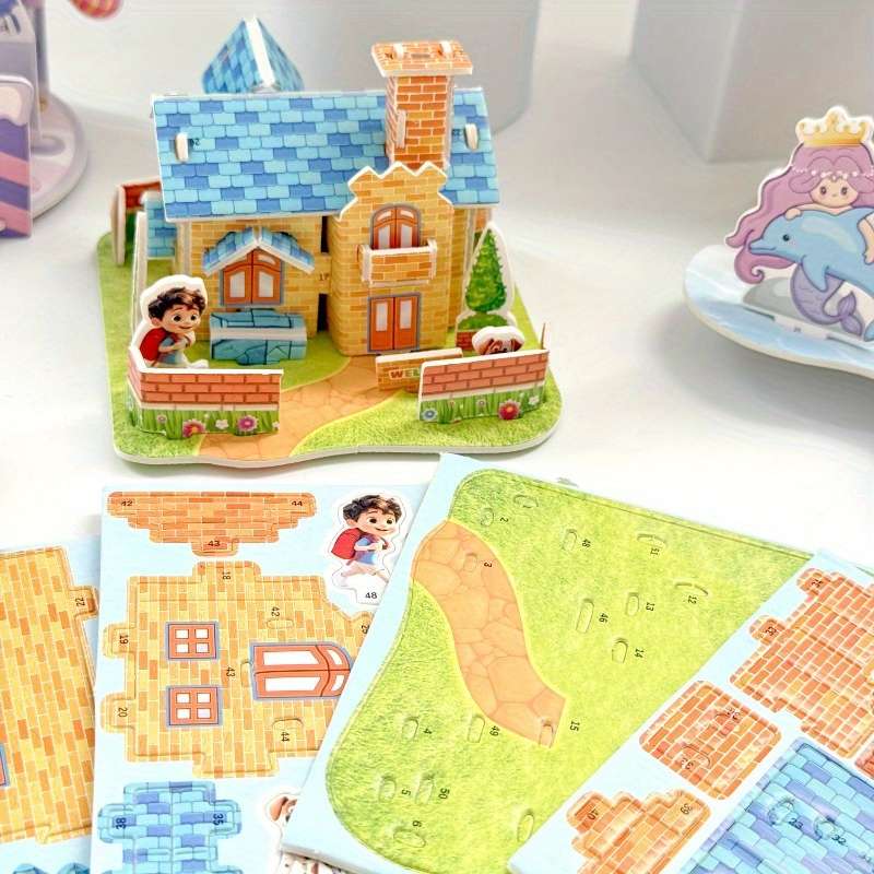 3D Building Model Puzzle Set Model Random Style Quantity 4 Pcs