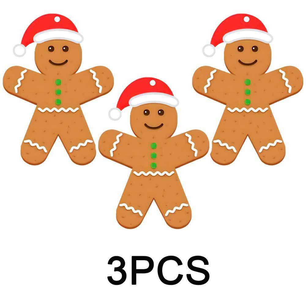 Car Interior Decor Items Christmas Hat Gingerbread Man 3Pcs