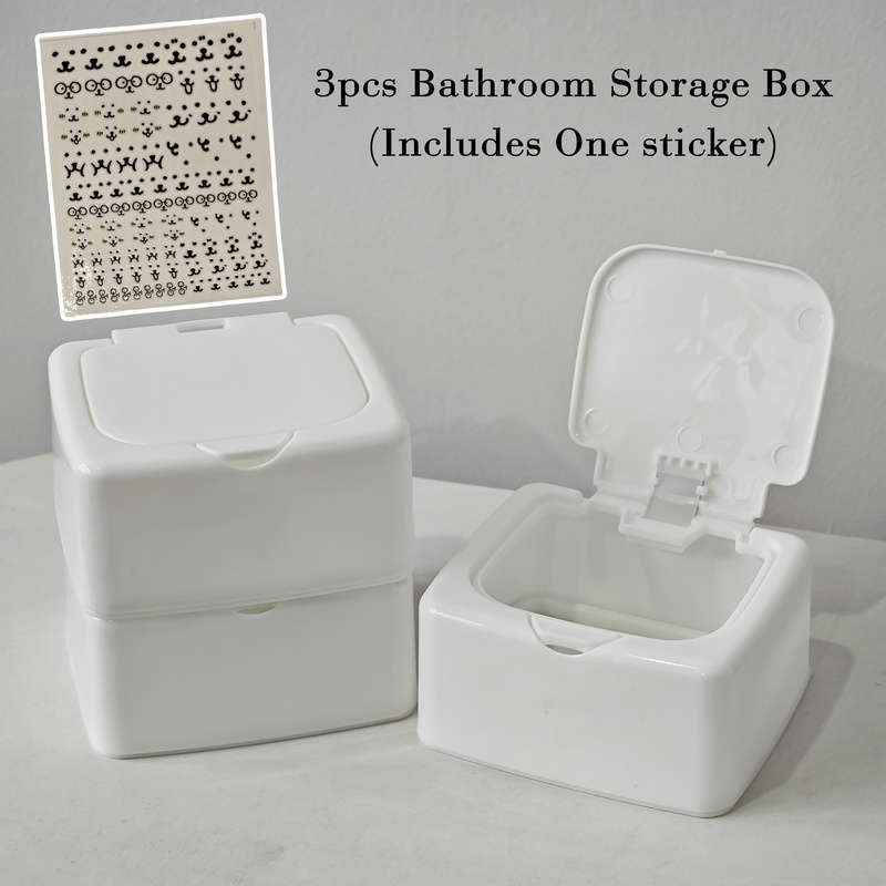 Antibacterial Box Square 3 Pieces Includes One Free Transfer Sticker