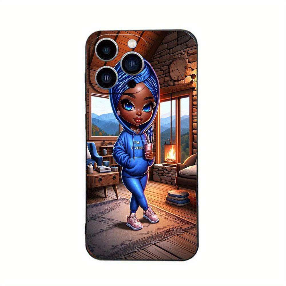 1Pc Black For iPhone 16 Pro African Design Phone Case