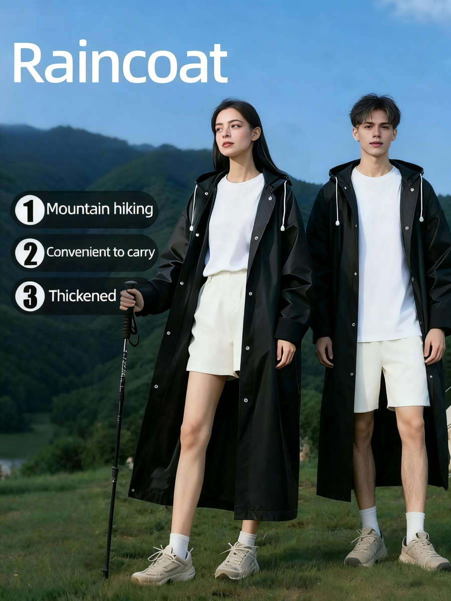 Raincoat Black Size Asian Xl