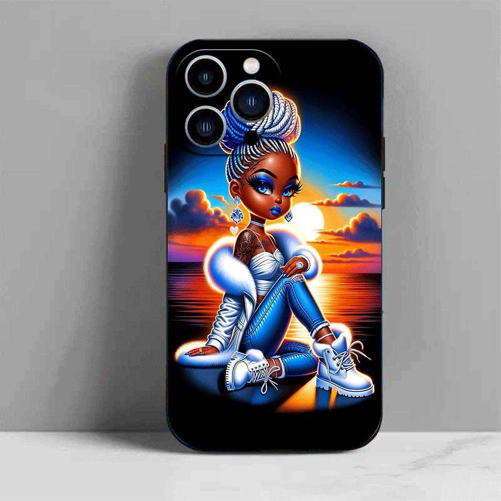 1Pc Black For iPhone 12 African Style TPU Phone Case