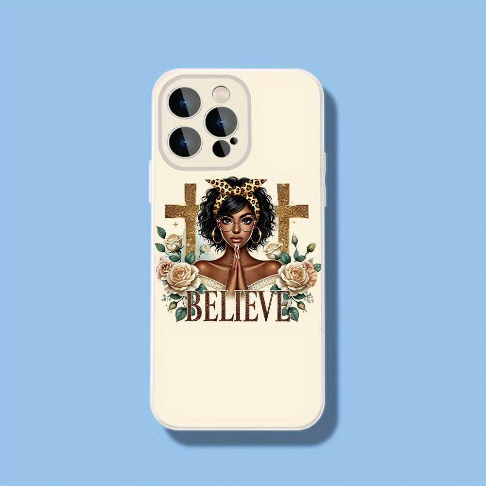 1Pc Black For iPhone 15 Plus Faith And Strength Amidst Phone Case