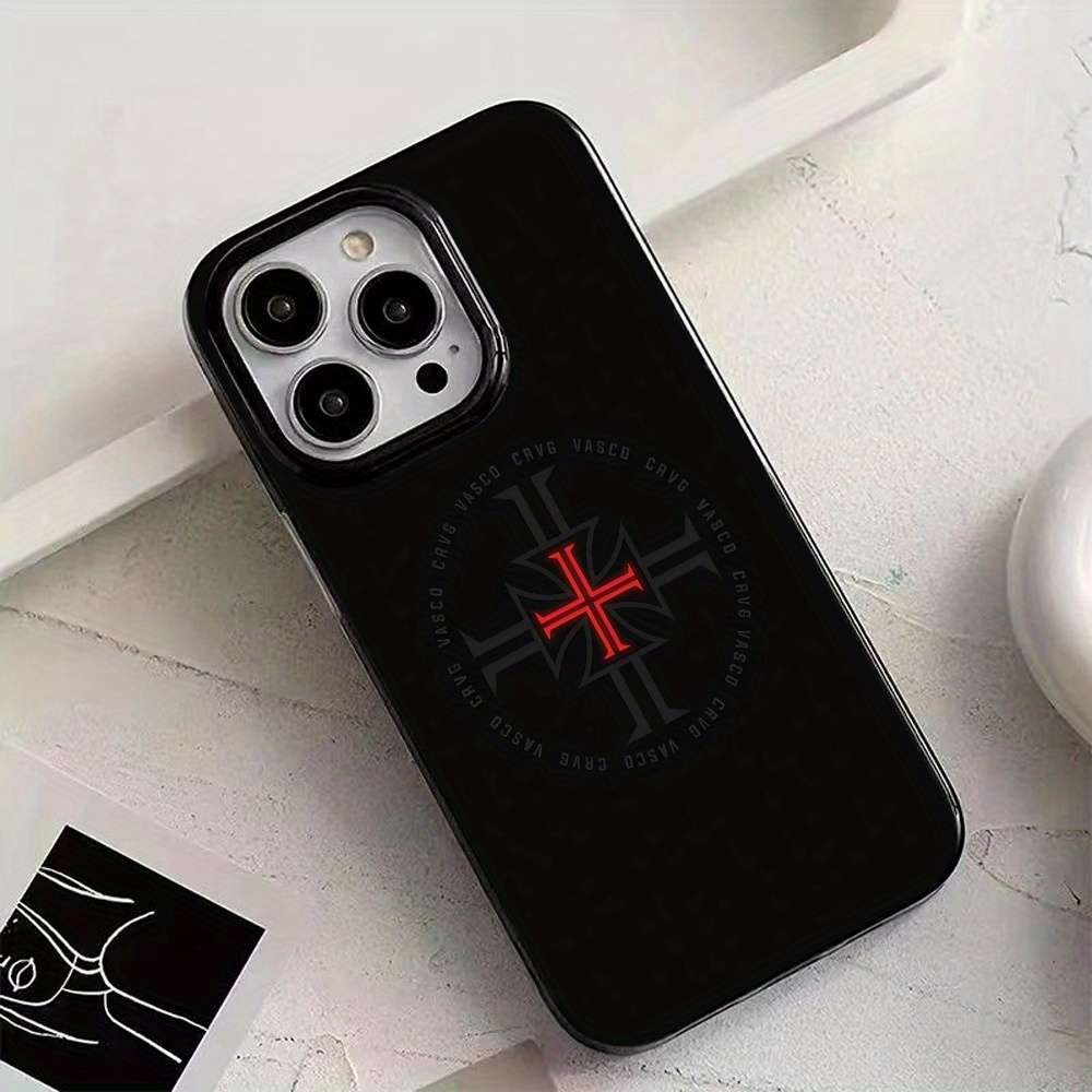 1Pc Black For iPhone 13 Minimalist Cool Cross Phone Case