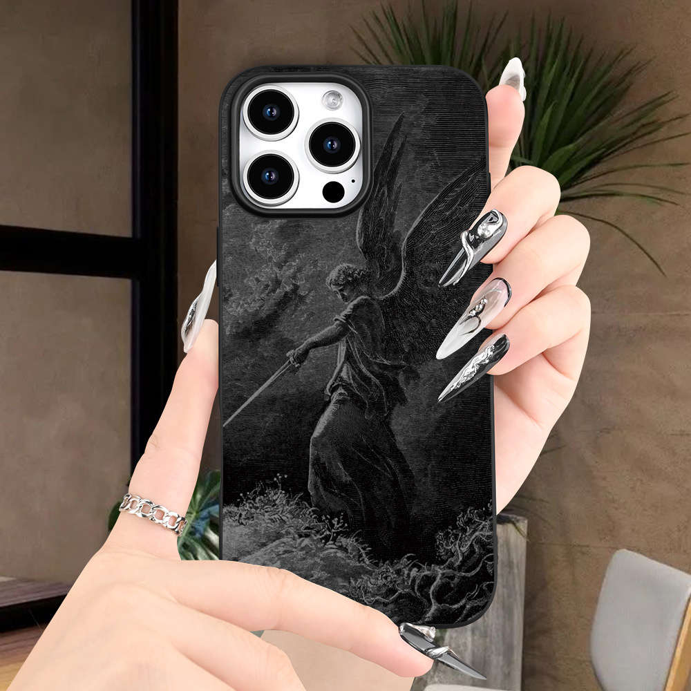 1Pc Black For iPhone 7 Angel Design Phone Case