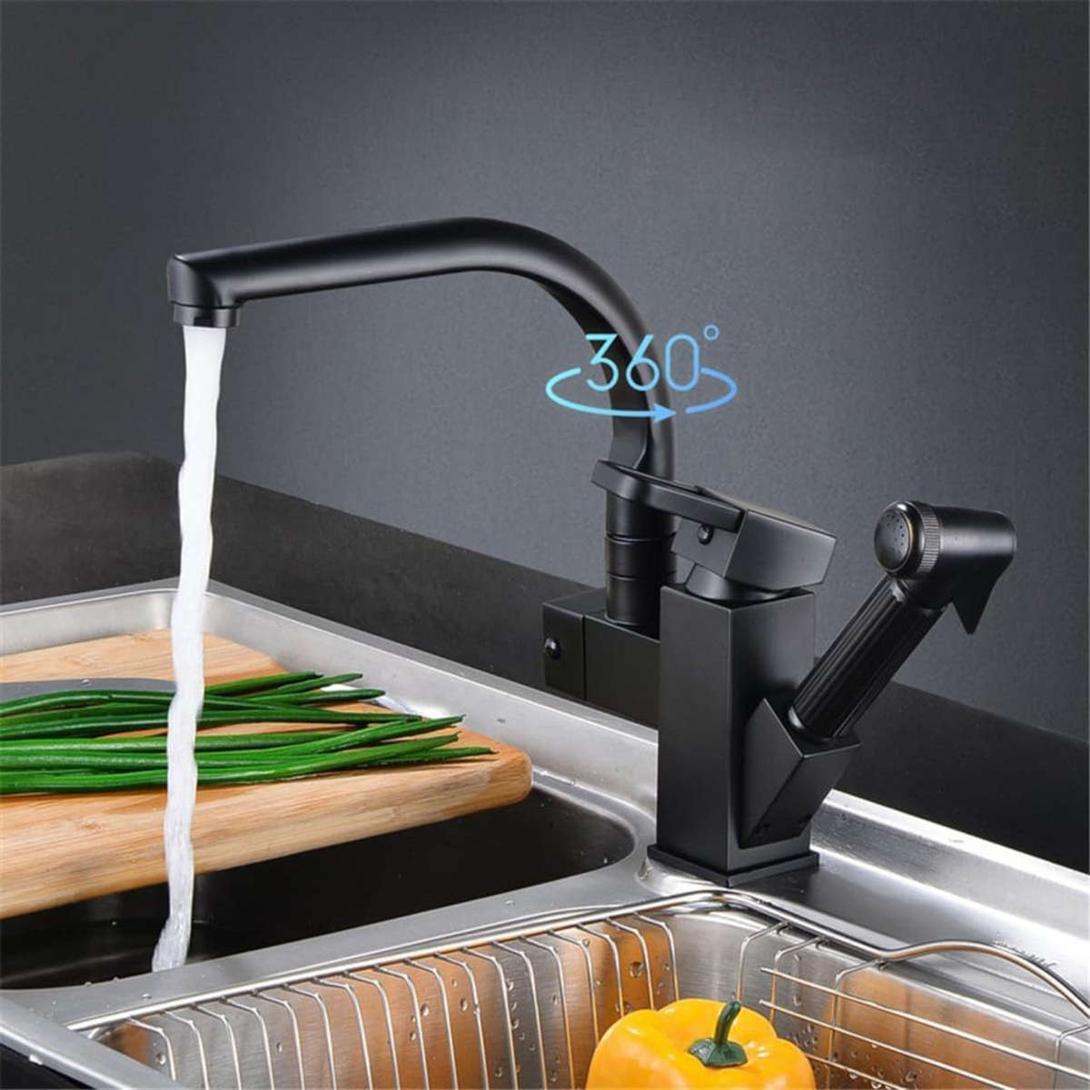 Contemporary Copper Alloy Kitchen Sink Faucet Flexible Pull Out Mixer Tap With