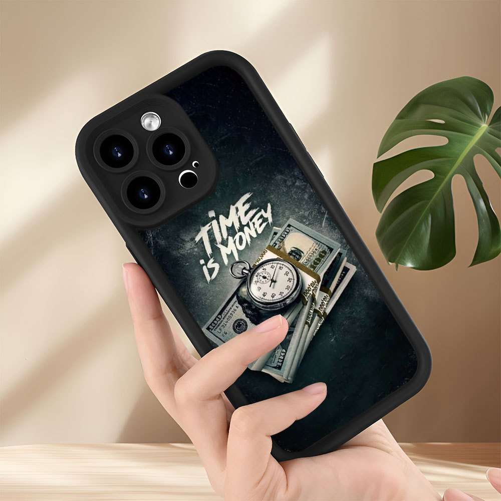 1Pc Black For iPhone 7 Plus Money And Watch Print Phone Case