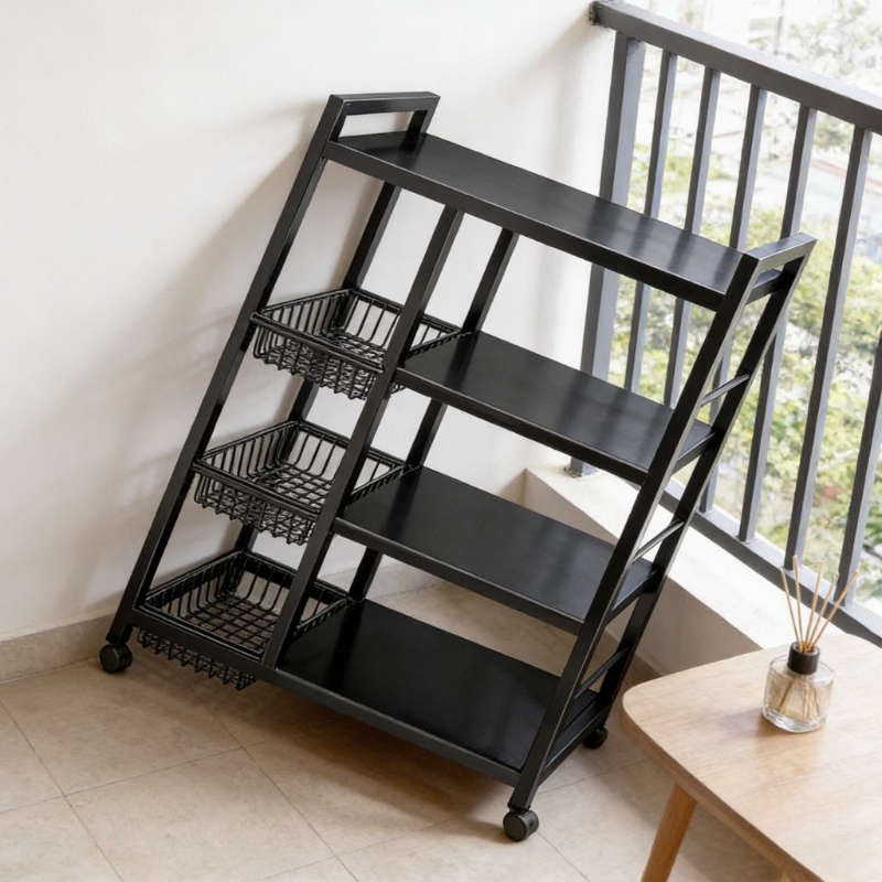 Bathroom Storage Rack Color Black Four Layers Three Nets Modelwrtmwreh1