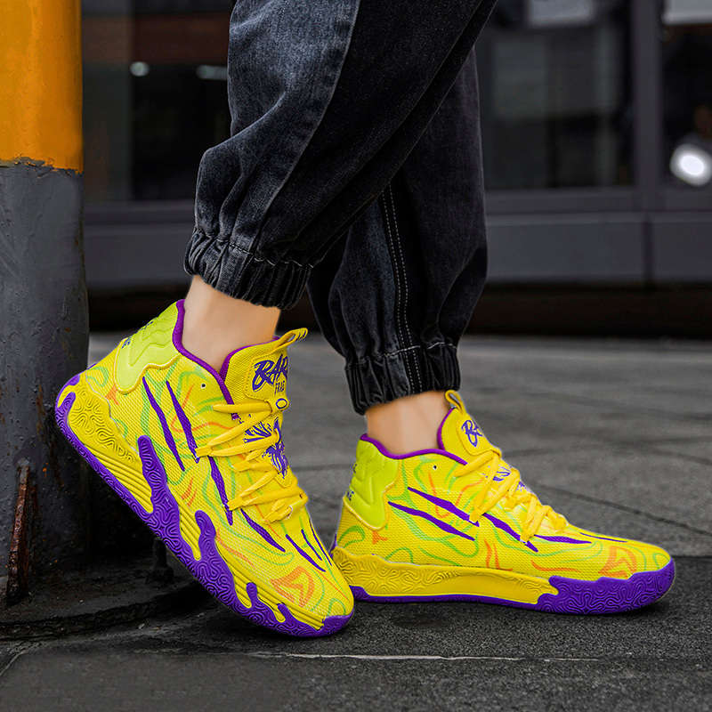 Sneakers Yellow Purple Size Uk 7.5