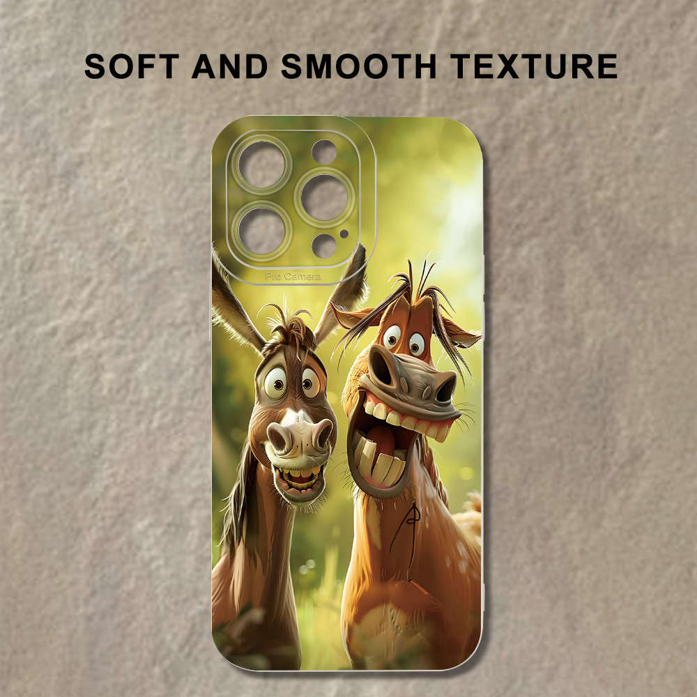 1Pc Ivory White For iPhone 13 Mini Cute Funny Donkey Phone Case