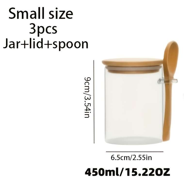 Sealed Jar Model 3 Pieces 1 Jar  1 Lid  1 Spoon