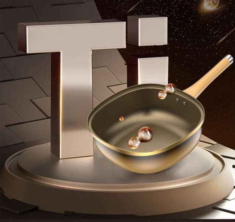 3Pcs Exquisite Titanium Coated Non Stick Wok Set Gift