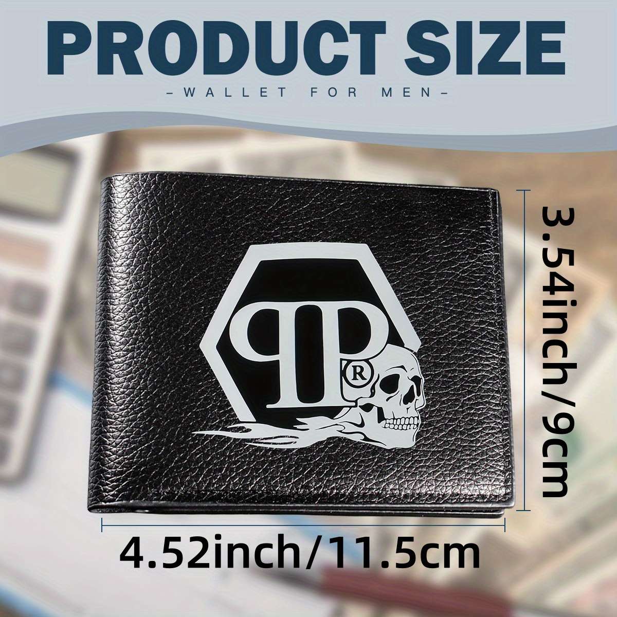 Philipps Plein Men'S Faux Leather Wallet Casual Style With Crocodile Pattern Multifunctio