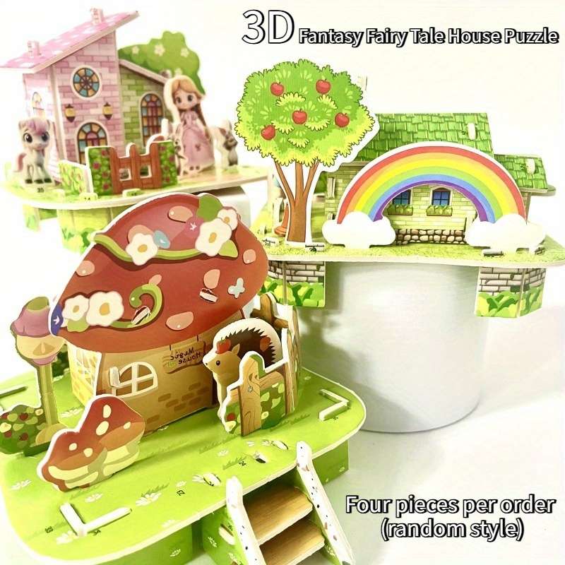 3D Building Model Puzzle Set Model Random Quantity 4 Pcs