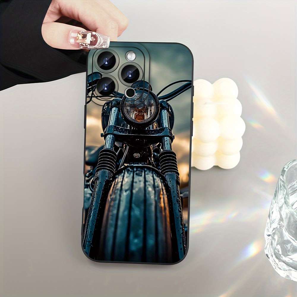 Black For iPhone 14 Pro Max Motorcycle Pattern Phone Case