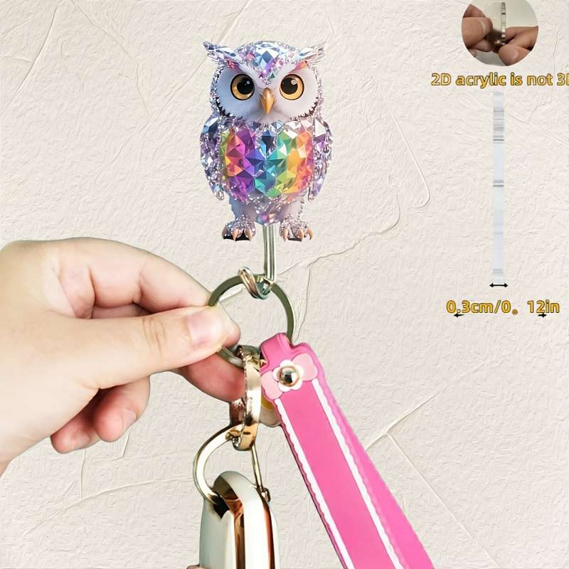 2D Flat A Rainbow Colored Owl Cartoon Pattern Auxiliary Hook