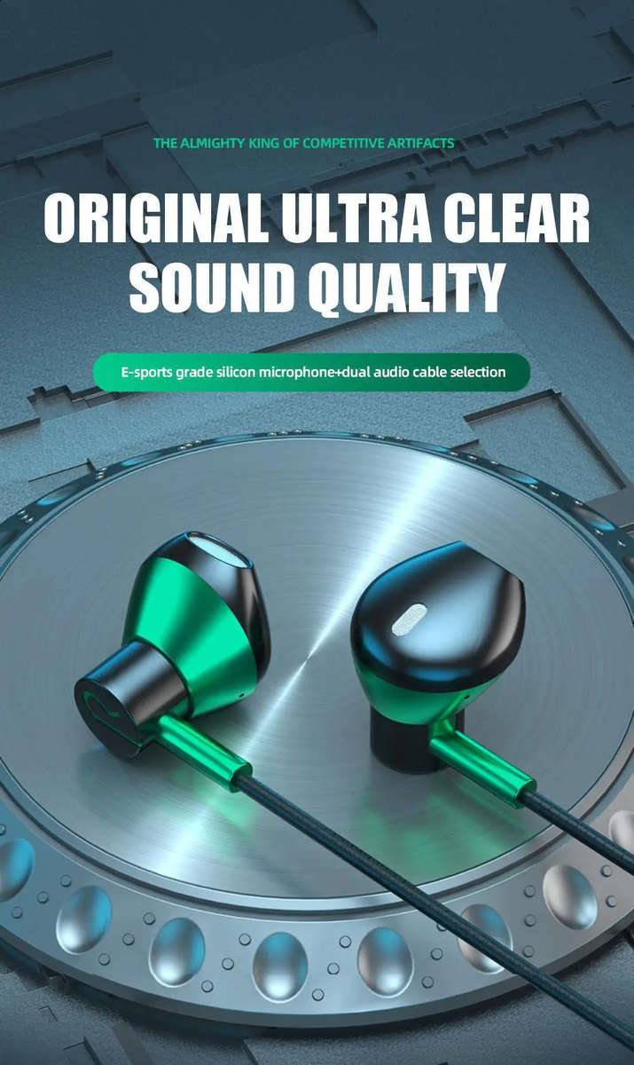 Wired Headphones Green 3.5Mm