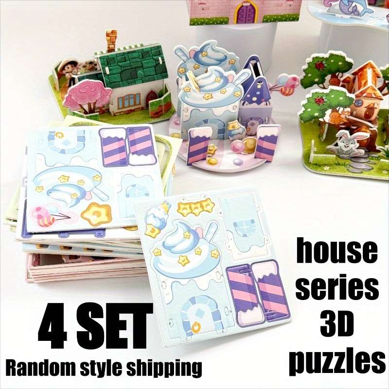 3D Building Model Puzzle Set Model Random Quantity 4 Pcs