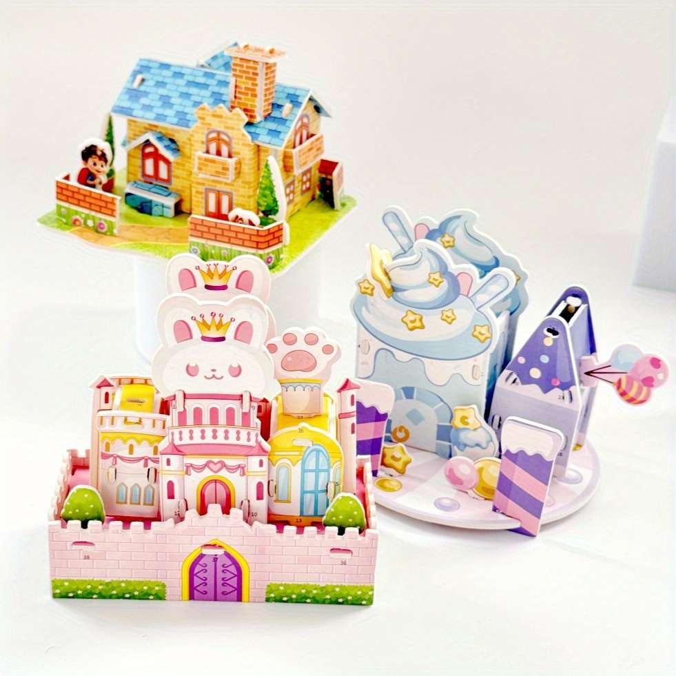 3D Building Model Puzzle Set Model Random Style Quantity 4 Pcs