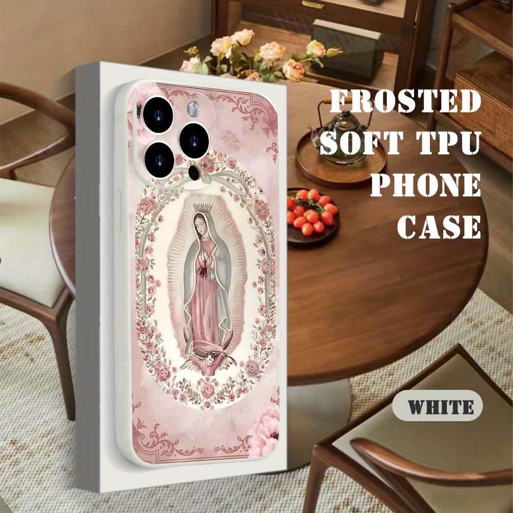 1Pc Beige For iPhone 15 Pro Retro Virgin Mary Phone Case