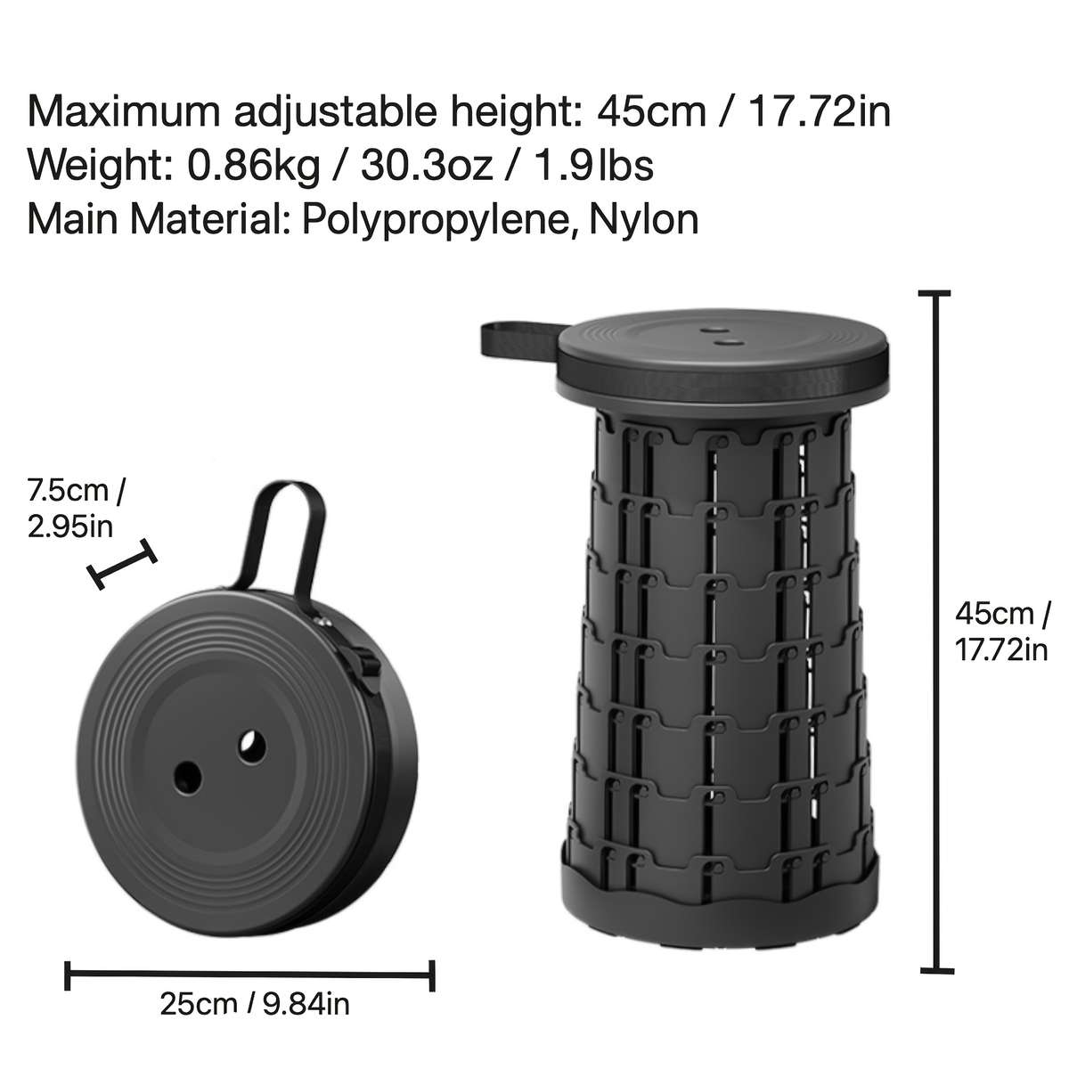 Foldable Folding Outdoor Chair Stool Lightweight Easy To Carry 8 Level Ad