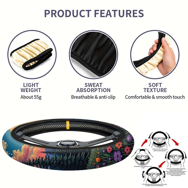 Car Steering Wheel Cover 38X38 Style Digital Printing