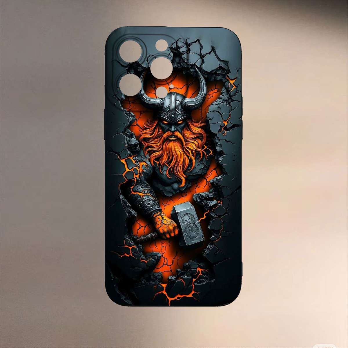 1Pc Black For iPhone 12 Pro Max Viking Pattern Phone Case