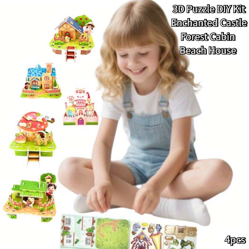 3D Building Model Puzzle Set Model Random Quantity 4 Pcs