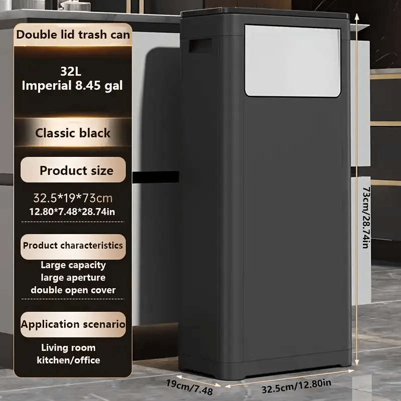 Garbage Can Color Black 25L Double Opening