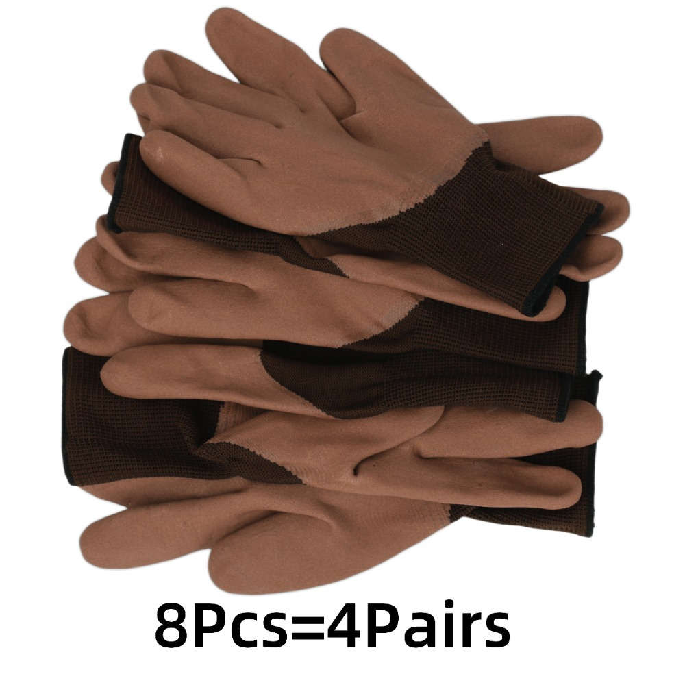 Work Gloves Color Thickened Coating   Brown Size 2Pcs 1Pair