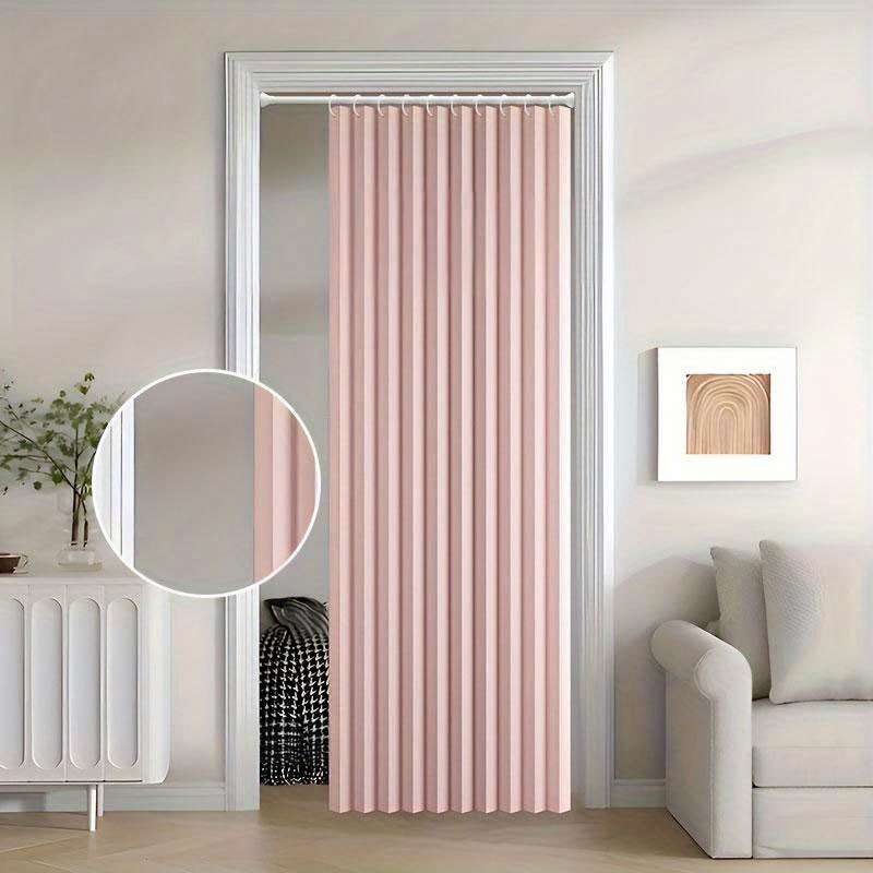 Robust Rodless Foldable Door Curtain With Plastic Hooks And Storage Straps