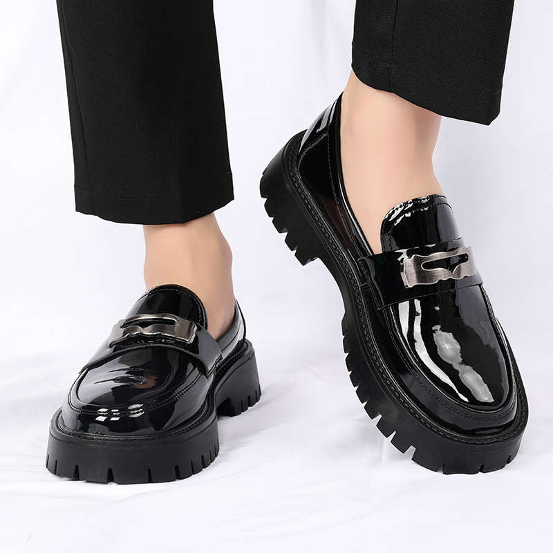 Mens Leather Shoes Color Glossy Black Sizeuk 7.5