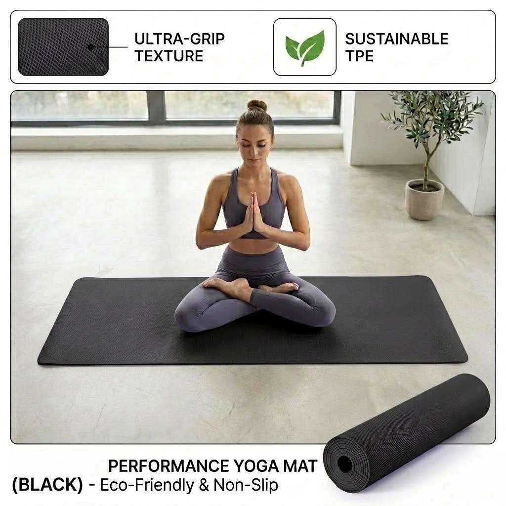Yoga Mat Black Thickness 0.3Cm