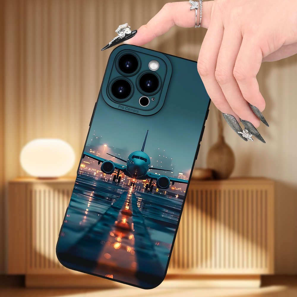 Black For iPhone Airplane Pattern Phone Case