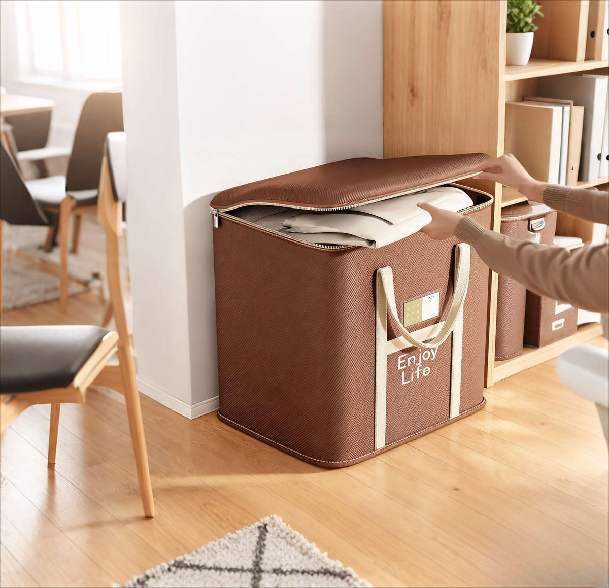2Pcs Multifunctional Foldable Moving Bag Storage Brown 2 Pcs Size L Xl