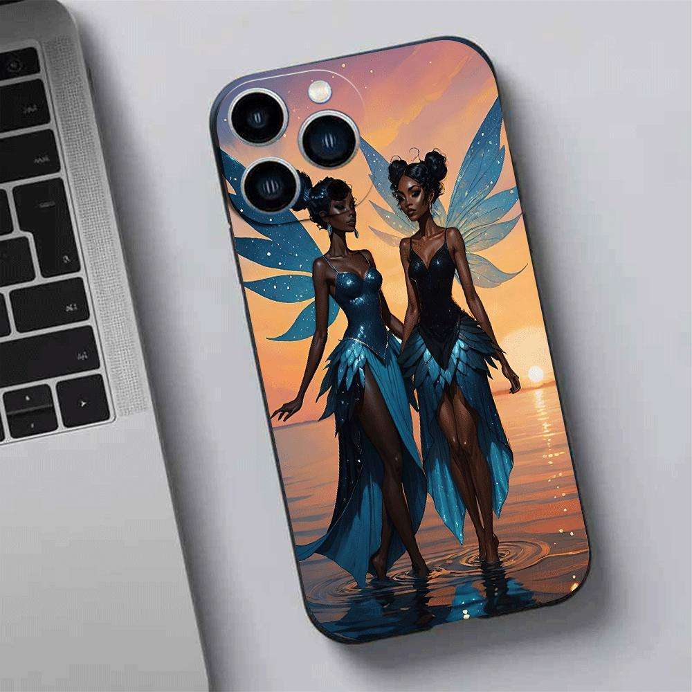 1Pc Black For iPhone 15 Plus African Design Phone Case