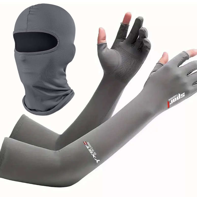 Sunscreen Sleeves Color Gray Gloves Mask Quantity 2Pcs