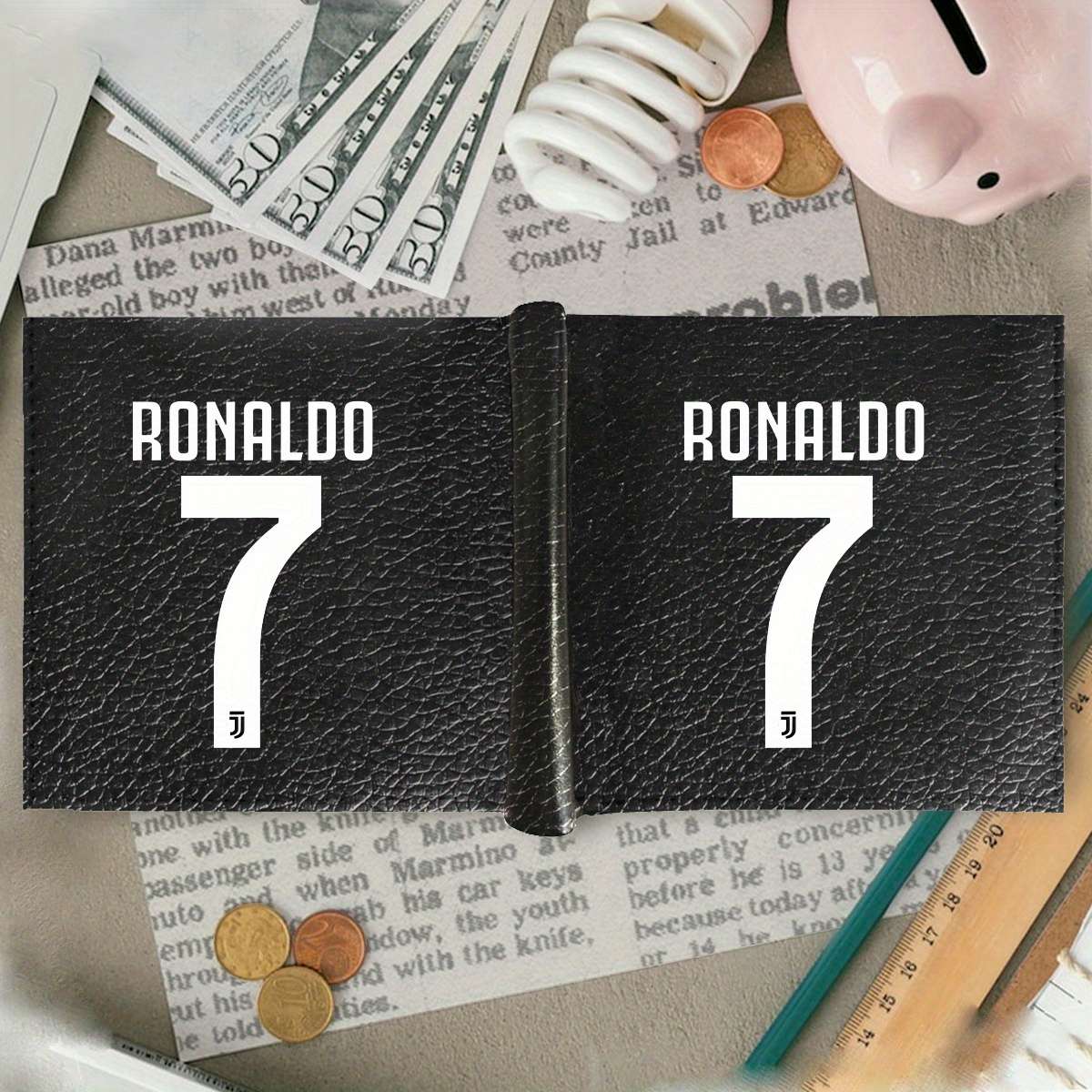 Cr7 Ronaldo Number 7 Men'S Faux Leather Wallet With Crocodile Texturemultifunctional Bif