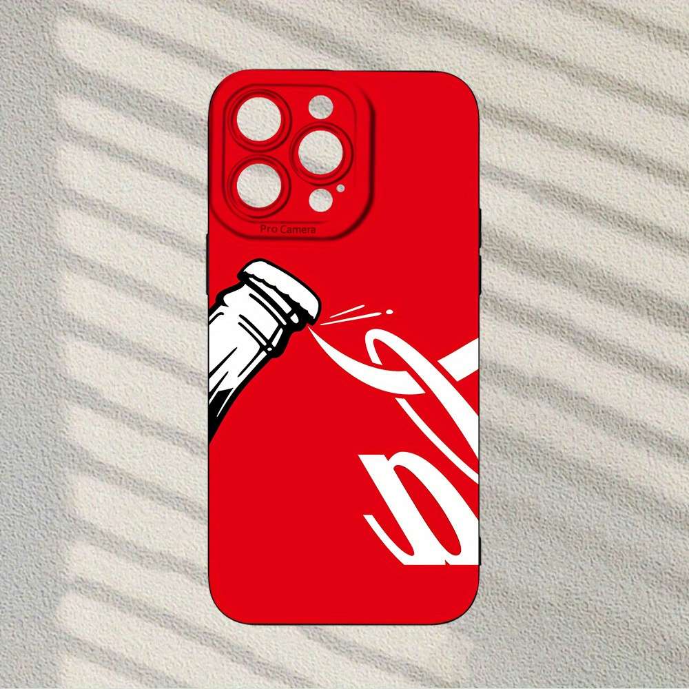 1Pc Black For iPhone 16 Pro Max Cola Drinks Designs Phone Case