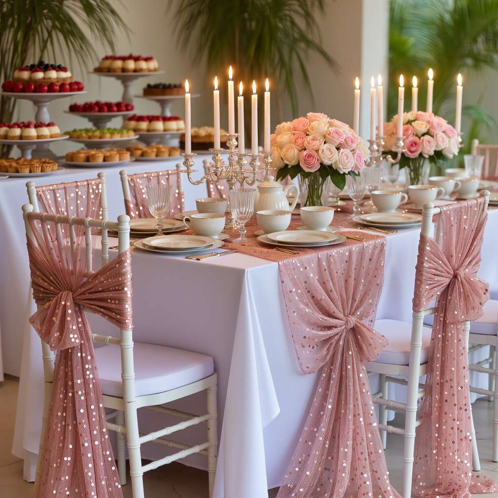 Wedding Supplies Color Rose Golden Size 30*280Cm Table Runner  4 Self Adhesive Stickers