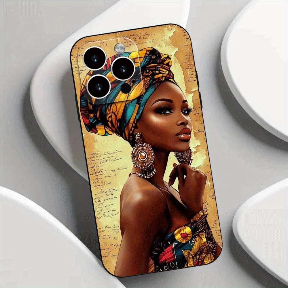 1Pc Black For iPhone 12 Pro African Woman Phone Case