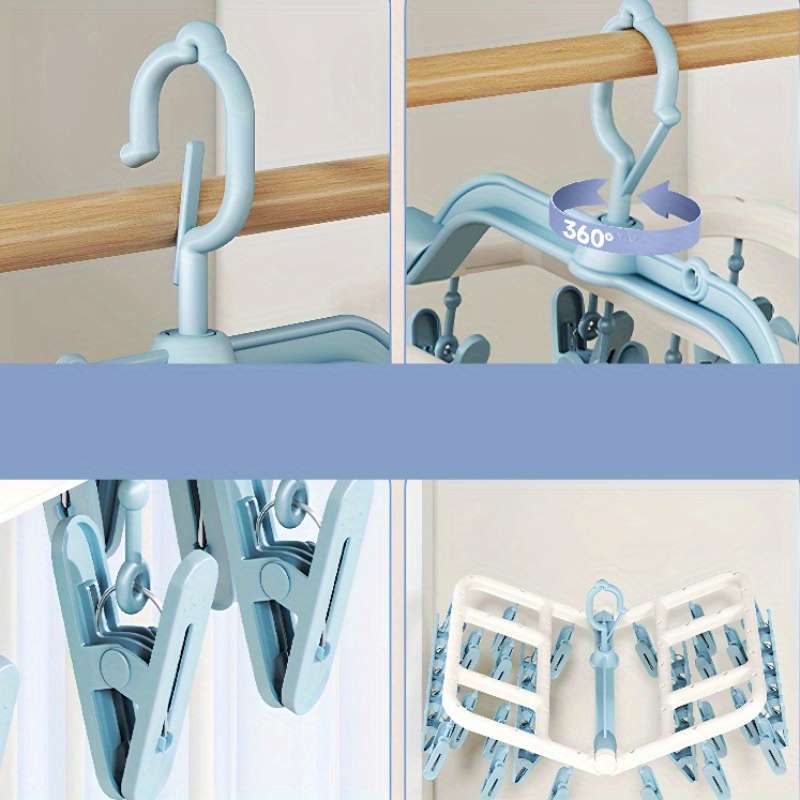 Clothes Rack 3Pack Light Blue 40 Clips